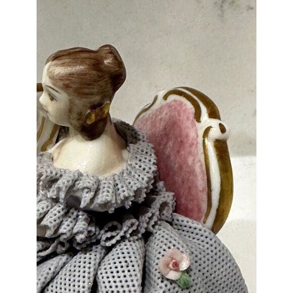 Irish Dresden  "Christine" Playing Harp Celtic Melodie Emerald Collection 3 5/8” - Picture 4 of 14